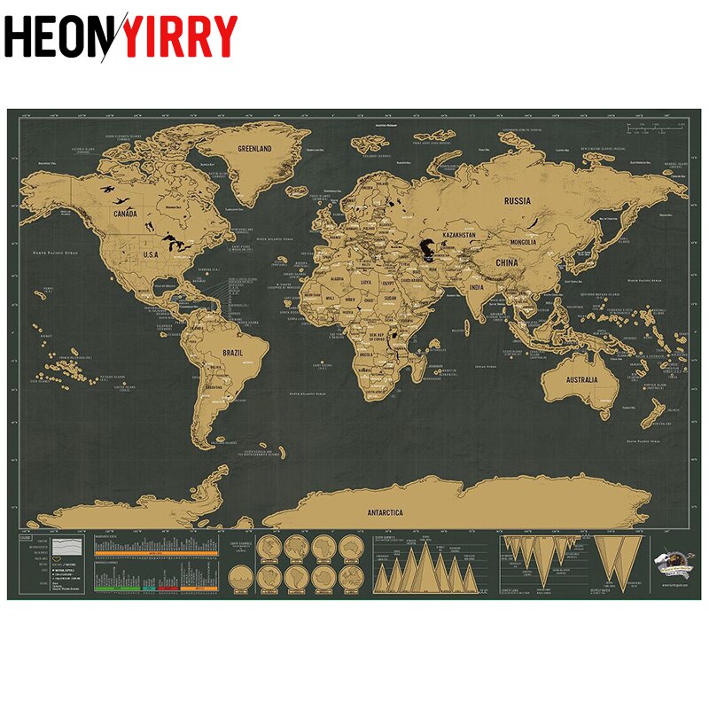 Scratch Map World Map Room Home Decoration Wall Stickers