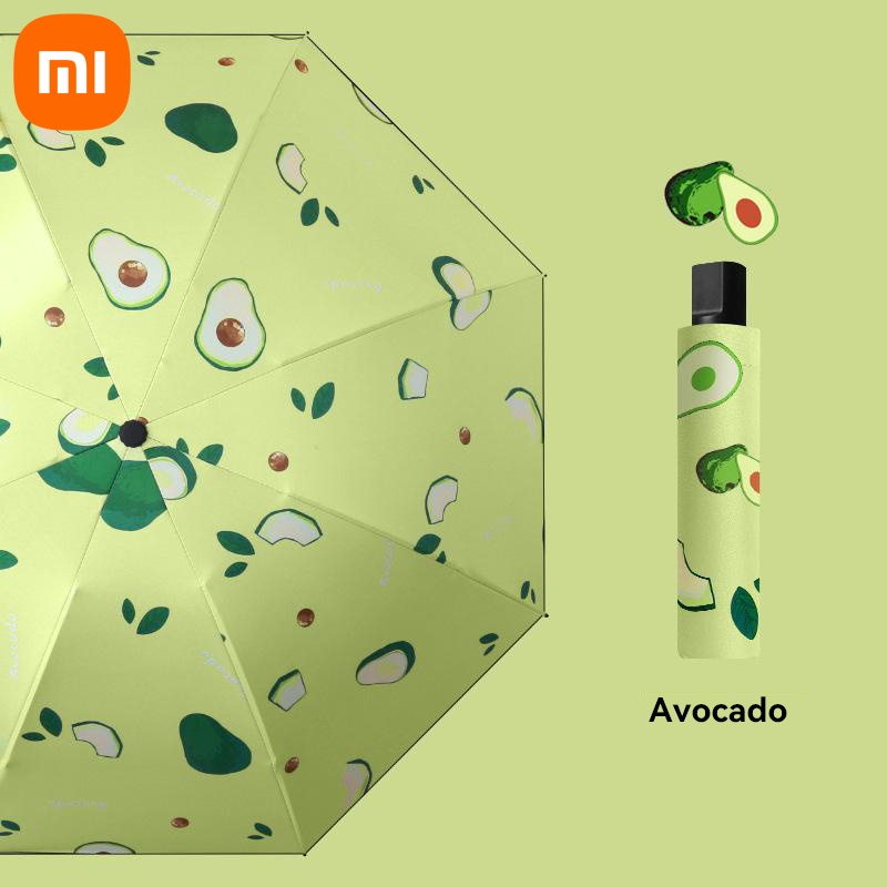 Xiaomi Full Automatic Umbrella Sun Protection Fruit Umbrella Avocado Ins Small Fresh Clear Umbrella Folding Portable: black