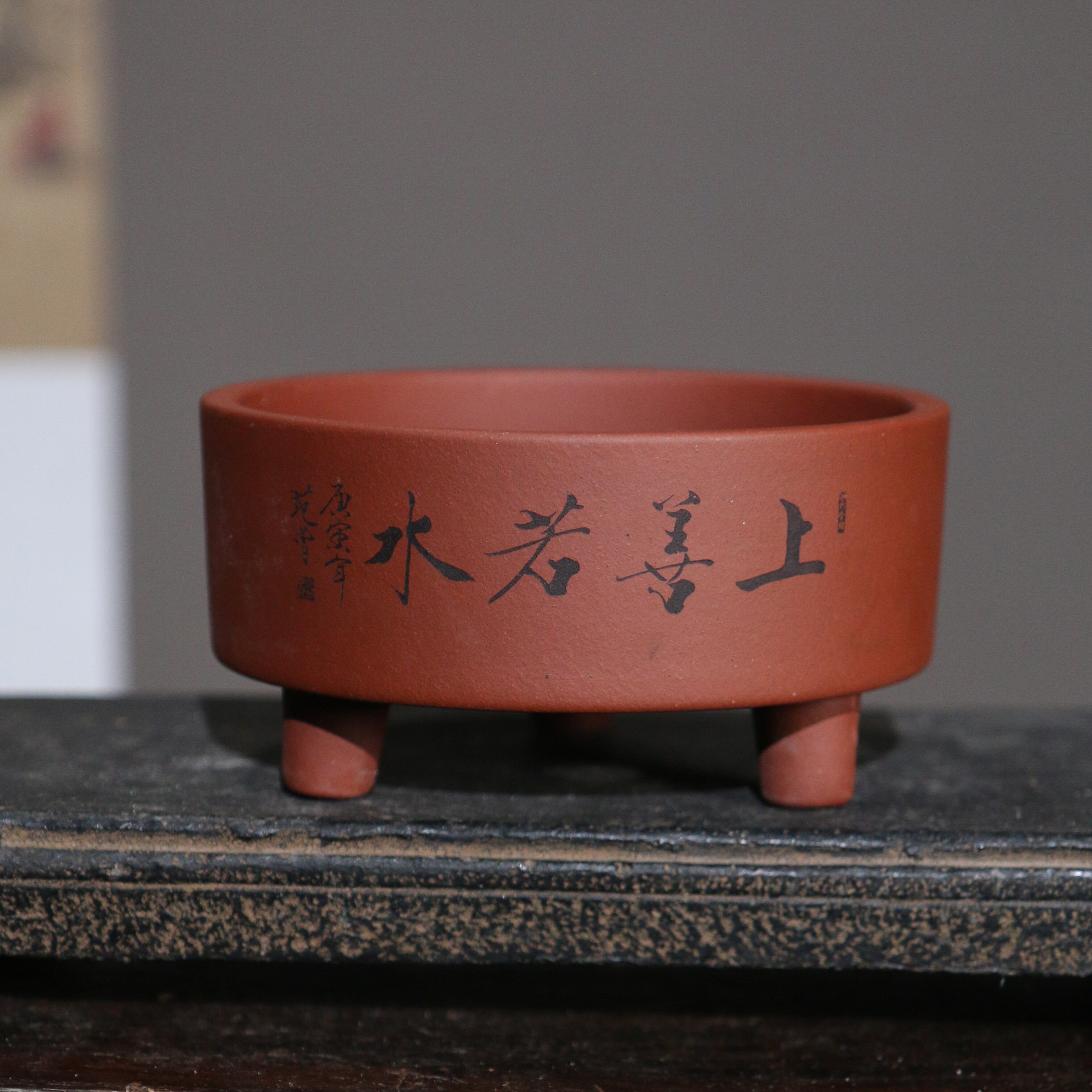 Yixing – Pot de bonsaï à trois pattes en argile violette, fait-main, succulente fleur chinoise avec trou, LC369: color2