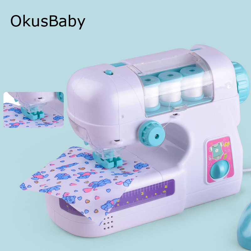Children DIY With LED Pretend Play Electric Sewing Machine Toy Emulational Educational Household Baby Girls Play set