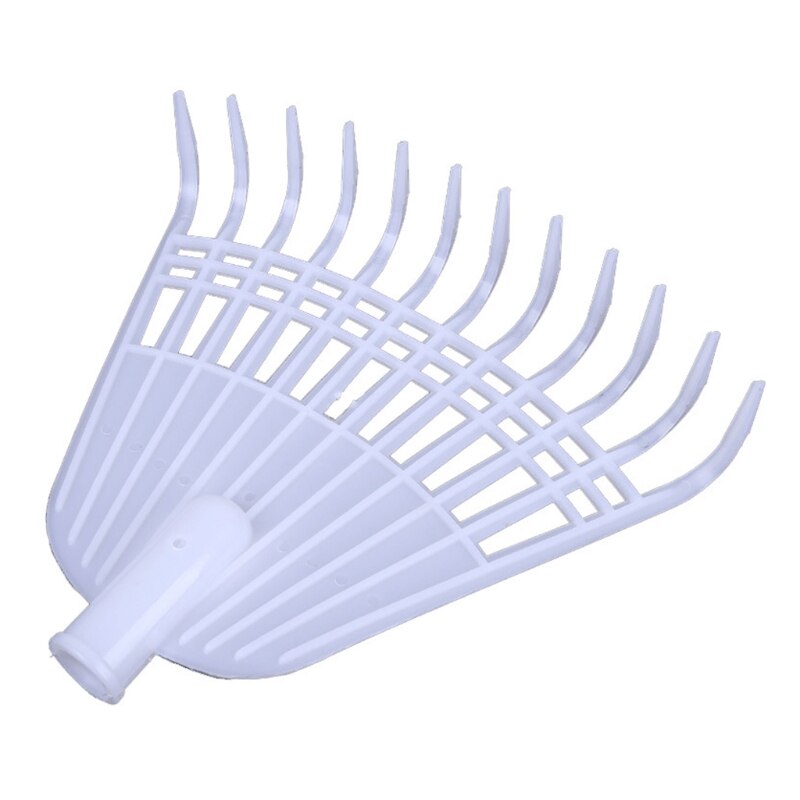 12Tooth Leaf Rake White Agricultural Rake No Handle Grass Rake Lightweight Flower Planting Soil Rake Plastic Garden Tool