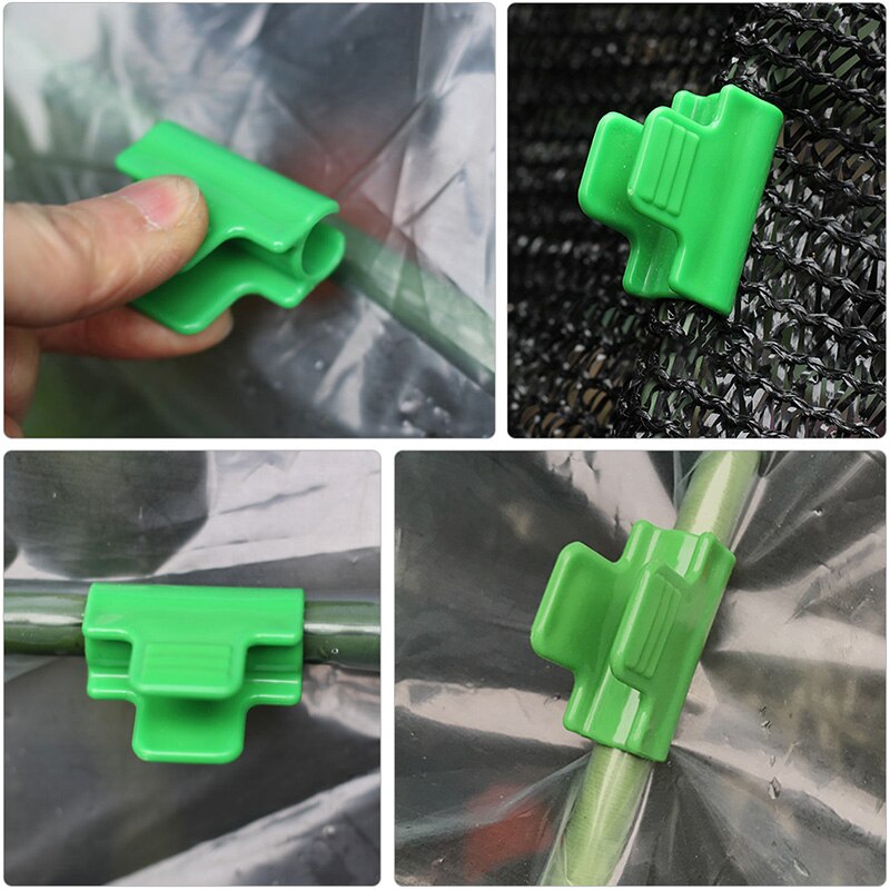 10pcs Plastic Film Clip Greenhouse Frame Pipe Clamps Shade Net Fixed Buckle Clip Garden Supplies for Outter Diameter 11mm Tube