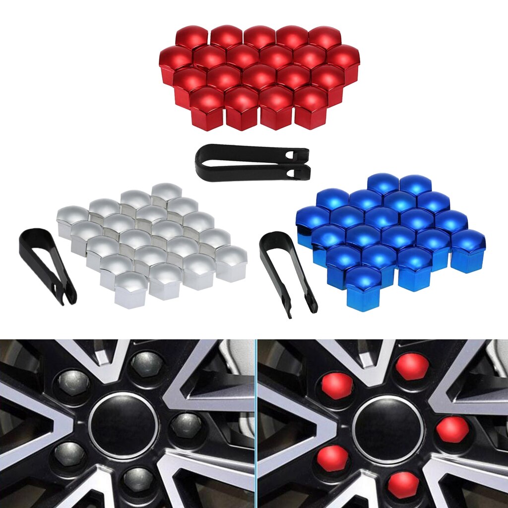 20 Sets 17mm Deep Wheel Lug Center Auto Hub Tyre Screw Cap Protector