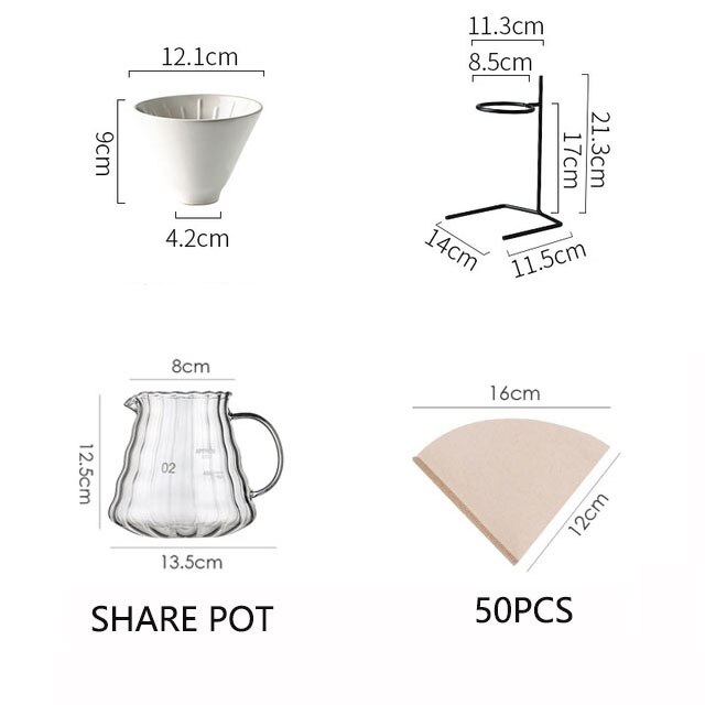 V60 espresso kaffefilter genanvendeligt keramik kaffedrypper tragt dryp kaffemaskine med holder kaffegrej kaffetilbehør: B-sæt