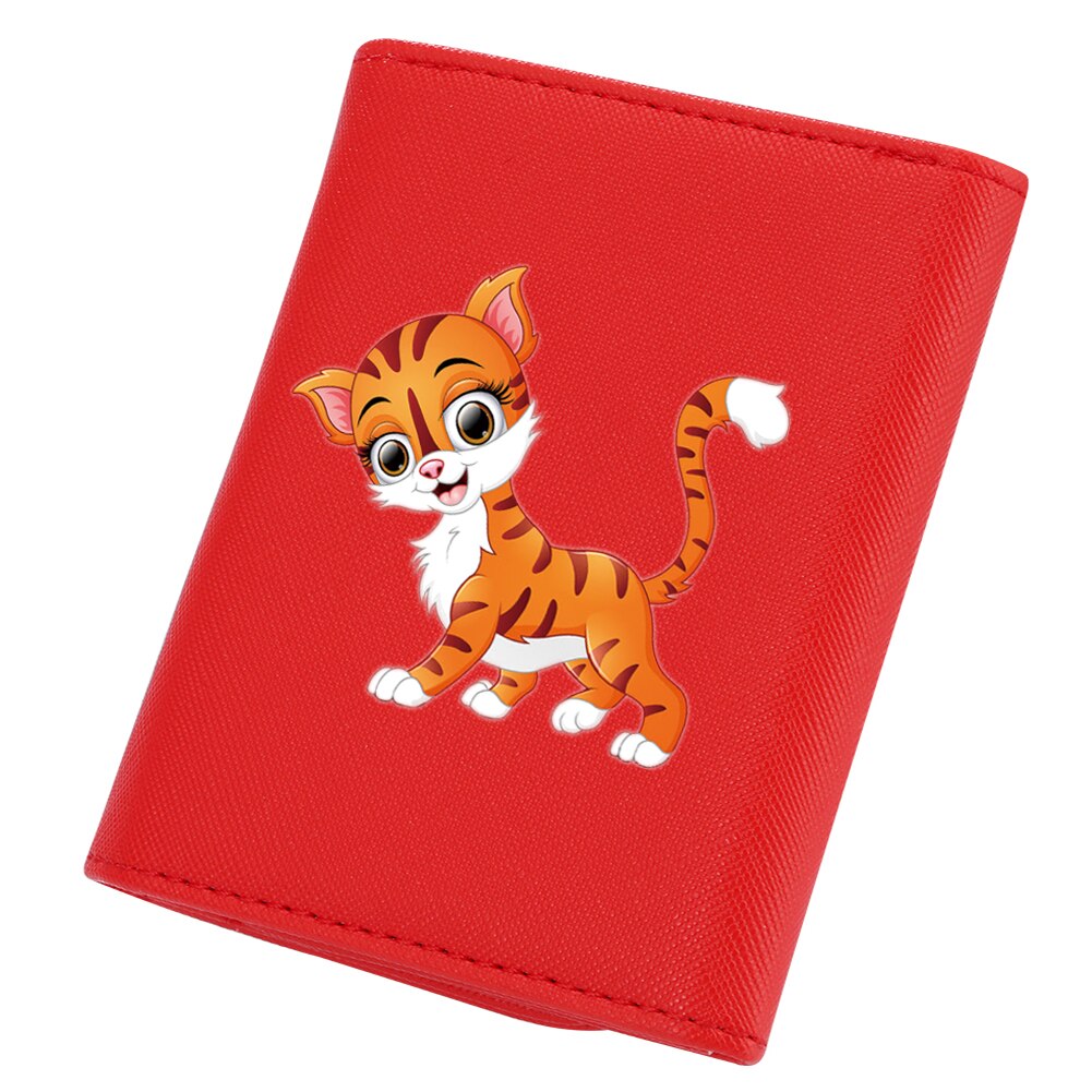 Mode Vrouwen Portefeuilles Vrouwelijke Prints Patronen Korte Trifold Portemonnees Lederen Dames Rits Kaarthouder Clutch Bag: Cartoon Tiger B