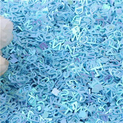 6mm bokstäver karaktär lösa paljetter för pyssel glitter pailletter scrapbooking paljetter konfetti nail arts dekoration diy 20g: Ab blå / 10g