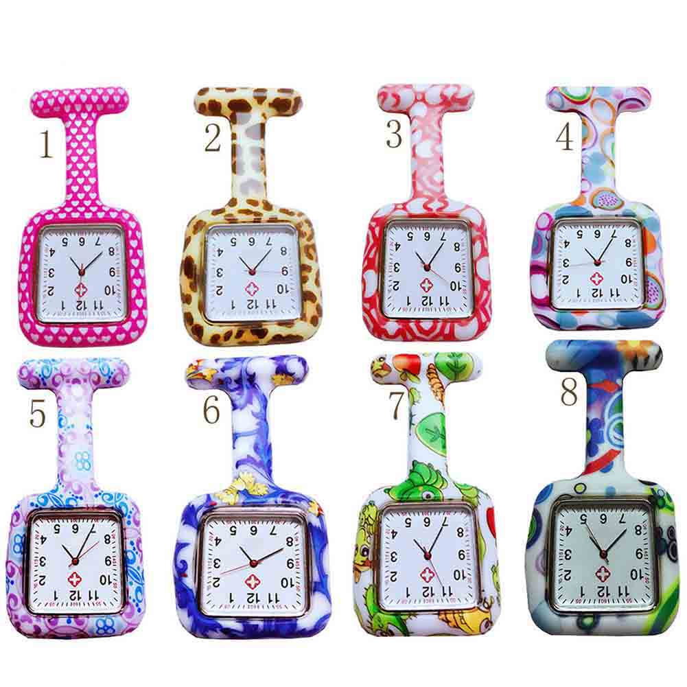 Relojes esfera cuadrada de silicona para enfermera, reloj de enfermera, broche para Doctor, relojes colgantes TT @ 88
