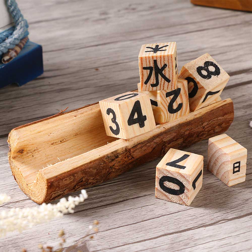 Umitive 1 pcs Manual Wooden Countdown Calendar Decorative Wood Crafts Shaped Perpetual Table Calendar Numbers Decorate