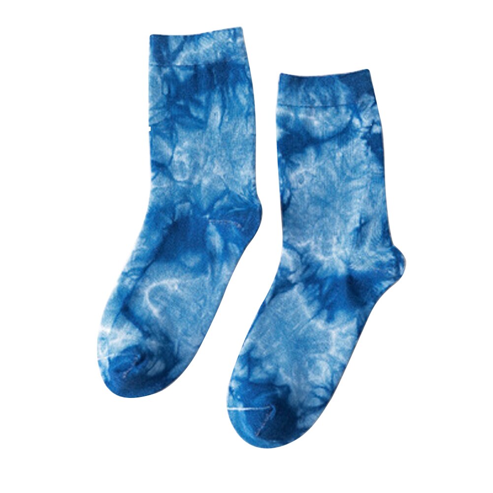 Men Women Cotton Crew Socks, Casual Breathable Tie Dye Printed Socks for Outdoor Hiking Jogging: Fog blue