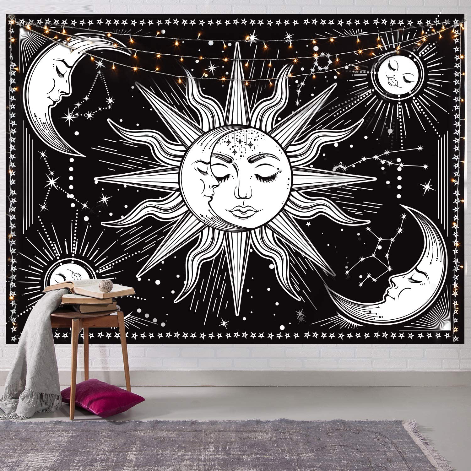 LUCKYYJ Wall Tapestry - Black Tapestry Wall Hanging as Wall Art and Home Decor for Bedroom, Living Room, Dorm Decor