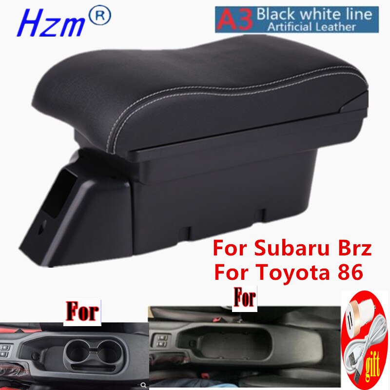 For Toyota 86 Armrest For Subaru Brz Car Armrest Box For Scion Fr-S Frs Gt86 storage box Auto parts Easy install: A3 Black leather