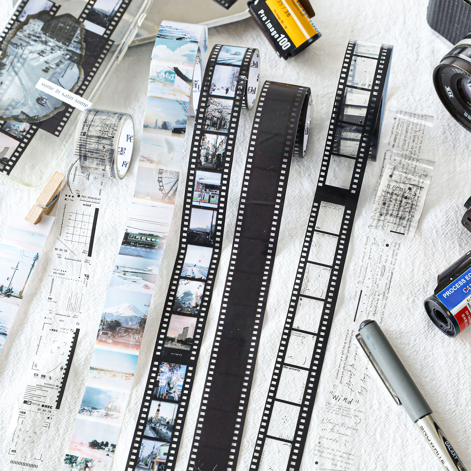 25mm * 2m Vintage Film PET Tapes DIY Scrapbooking Collage Briefpapier Decor Journalling Materialen Zelfklevende Etiketten Tapes