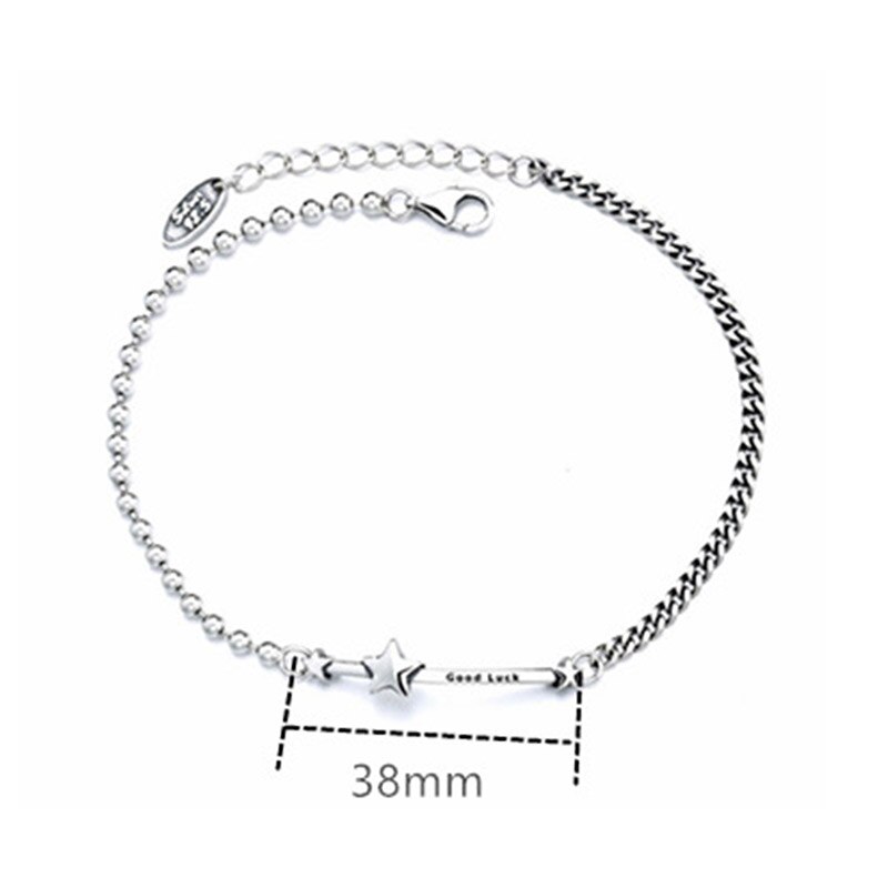 Foxanry 925 argent Sterling étoiles chanceux Bracelets pour femme Vintage pentagramme anglais lettre pendentif fête bijoux