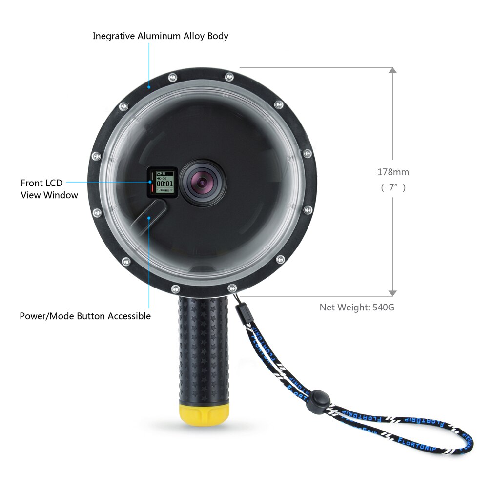 QIUNIU 6 "Aluminium Dome Poort 45M Onderwater Waterdichte Duik Behuizing Case Lens Cover voor GoPro Hero 4 3 + 3 Go Pro Accessoire