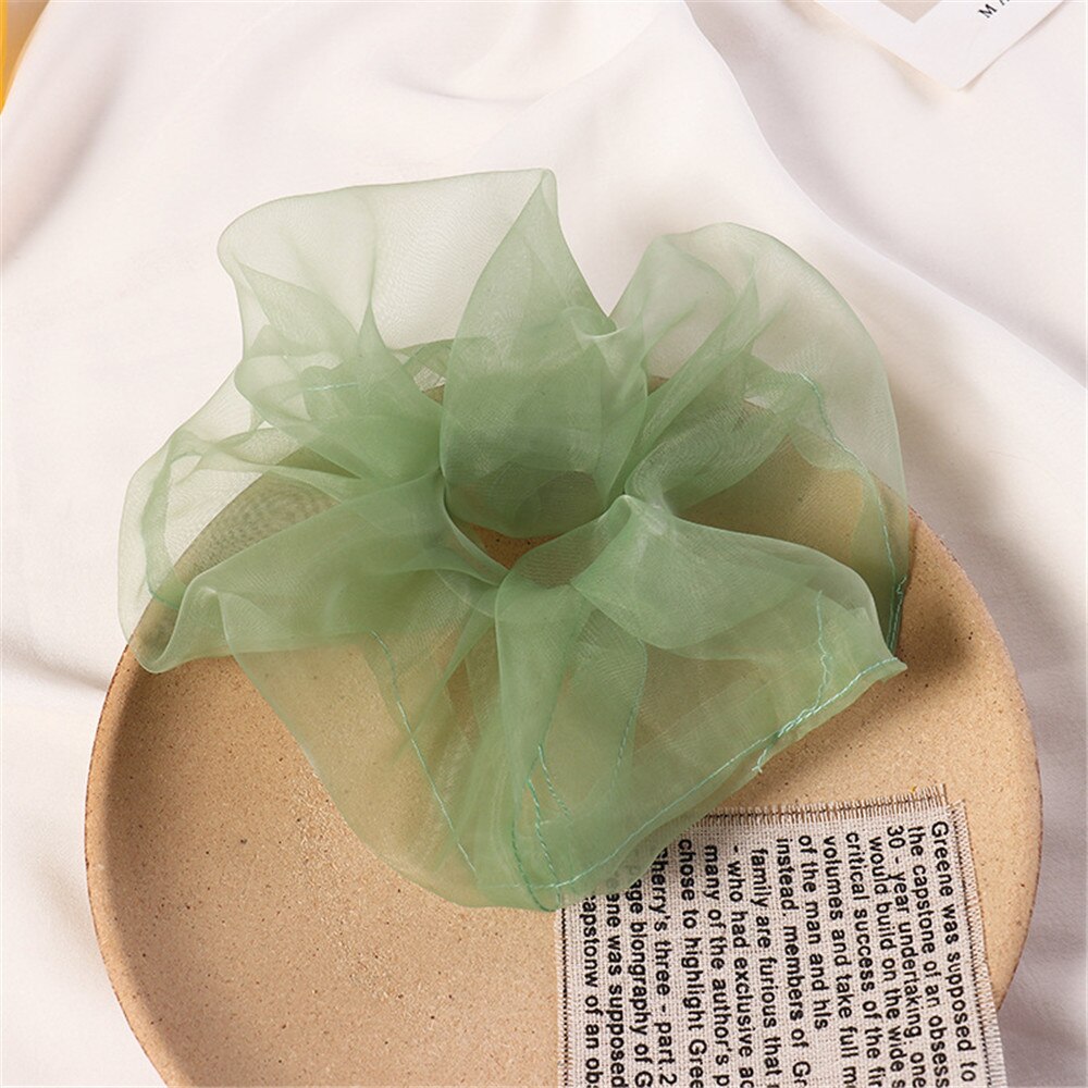 Organza randigt hår scrunchie hår ringslipsar för flickor hästsvanshållare hårband elastiskt hårband håraccessoarer huvudbonader: 5