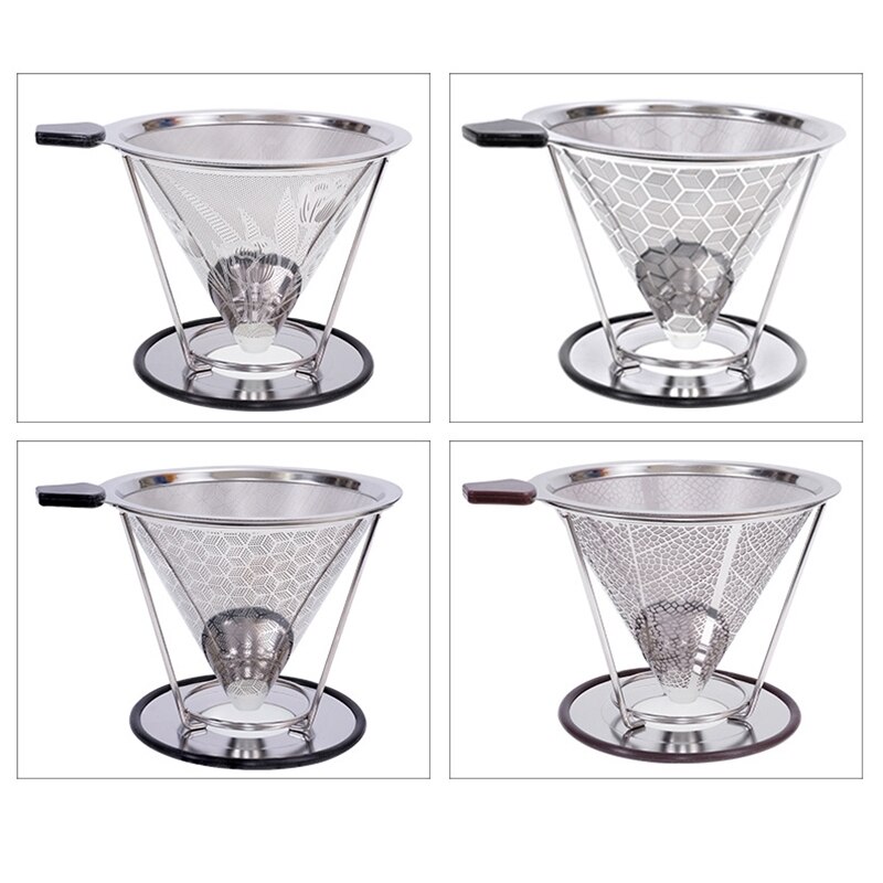 Wiederverwendbare Kaffee Filter Edelstahl Doppel Schicht Gittergewebe Korb Brauen Kaffee Halfter Kegel Trichter Tropf Kaffee, Der Werkzeuge