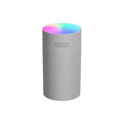 Portable 300ml Humidifier USB Ultrasonic Dazzle Cup Aroma Diffuser Cool Mist Maker Air Humidifier Purifier with Romantic Light: C Colorful Grey