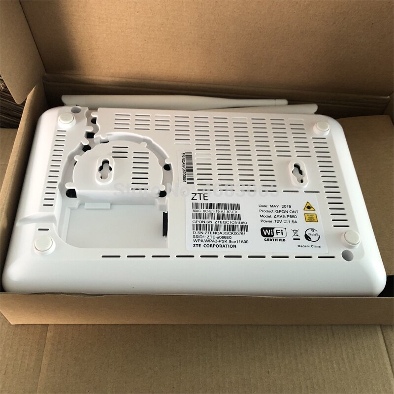 ZTE F660W 5.2 Version ZTE GPON ONU 4FE+2TEL+USB+WIFI With Patchcord, English Firmware Optical Network Terminal