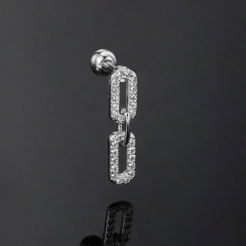 1pc catena corta piercing tutto'orecchio elica lobo orecchini con perno per le donne intarsiato zirconi da ragazzina Daith Trago accessori per l'orecchio gioielli ins: Luce di Colore Giallo Oro