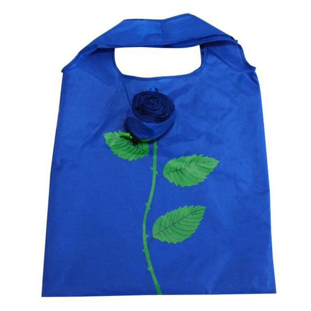 Rose Flowers Reusable Foldable Bag Shopping Bag Travel Grocery Bags Tote: Blue