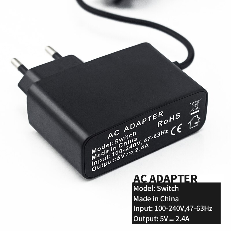 Cargador/adaptador de CA de enchufe de la UE rana de datos para la consola de juegos nintendo Switch NS, cargador de pared para el hogar de viaje, fuente de alimentación USB tipo C de 5V 2,4 A