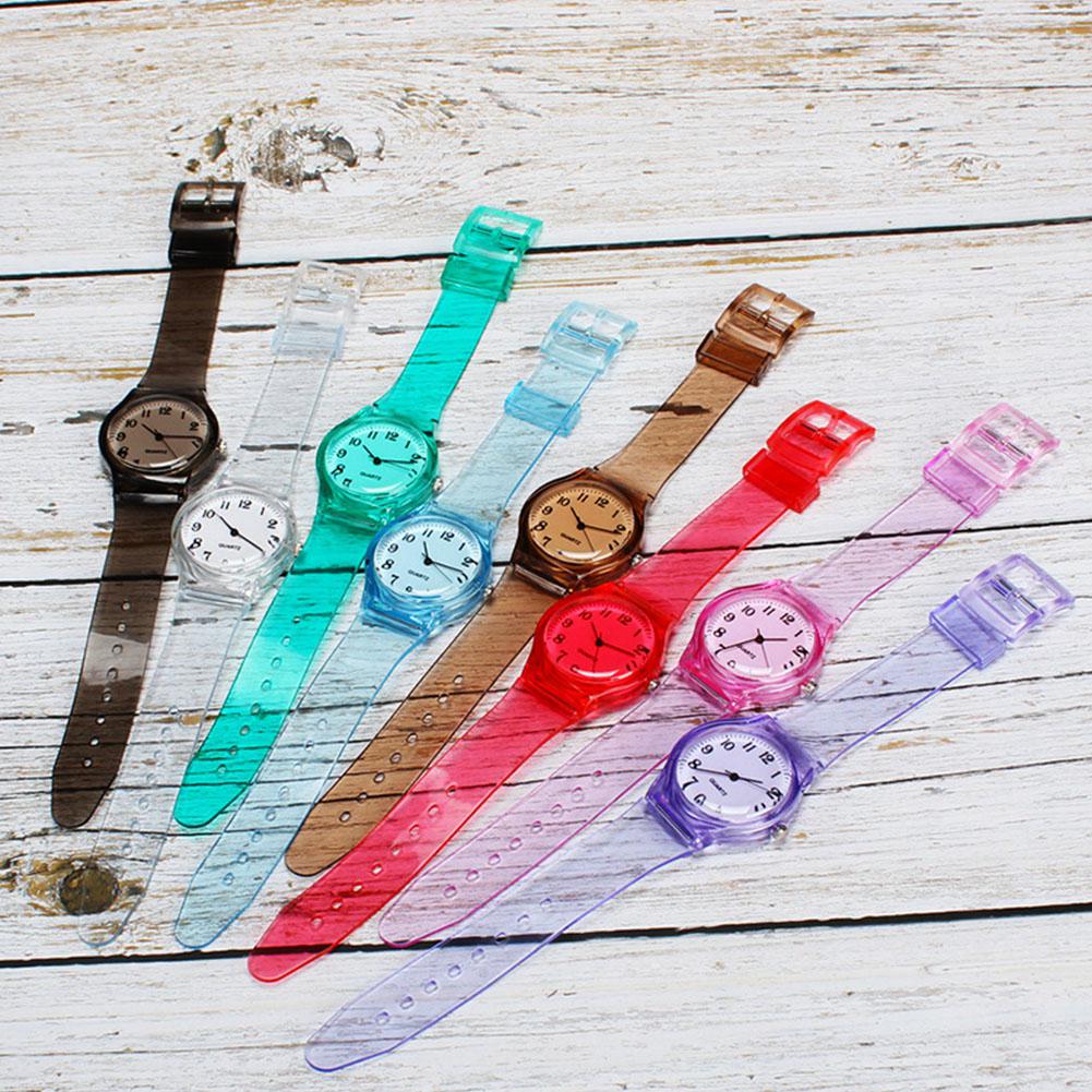 Lintimes dames heren liefhebbers horloges transparante snoepkleurige plastic band casual quartz horloges