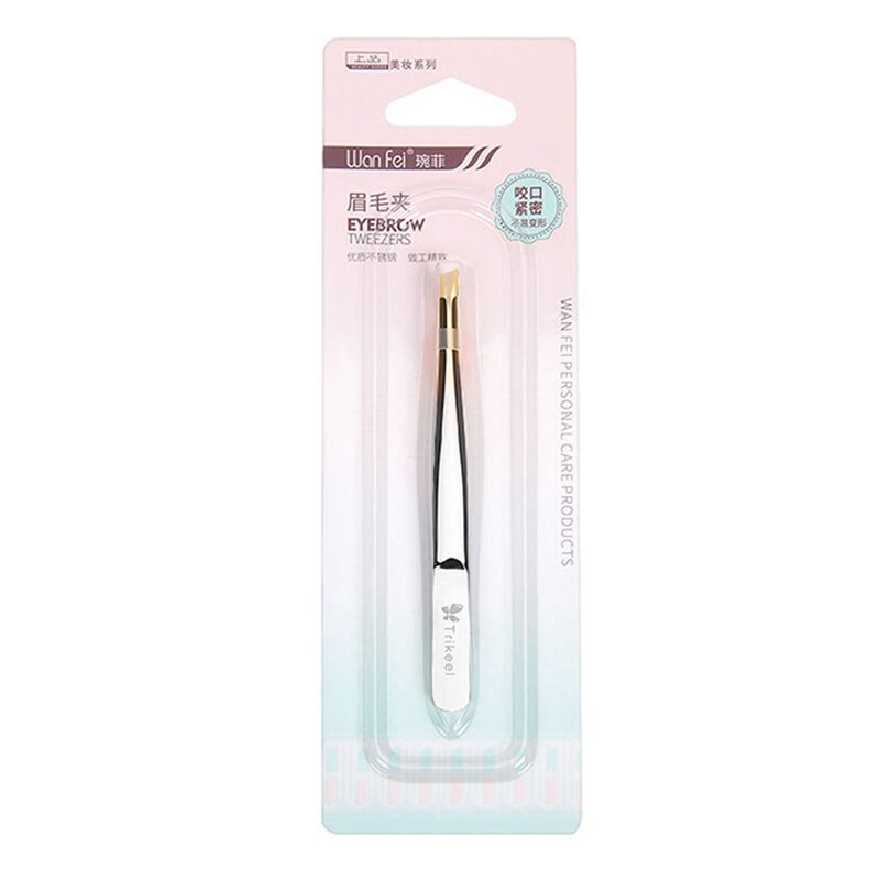 1Pc Wenkbrauw Pincet Rvs Slant Tip Ogen Tweezer Clip Voor Gezicht Ontharing Make Up Gereedschap Pince Een epiler: Default Title