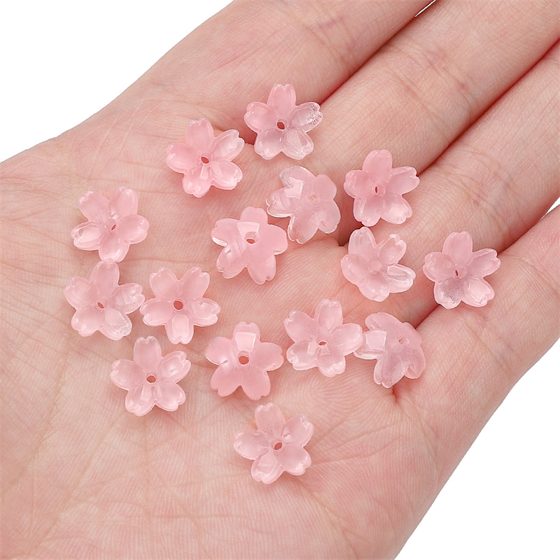 10 Uds. Cuentas sueltas degradadas de vidrio de 11mm, cuentas de flor de cerezo para hacer bricolaje, pulsera, collar, pendientes, accesorios: Negro