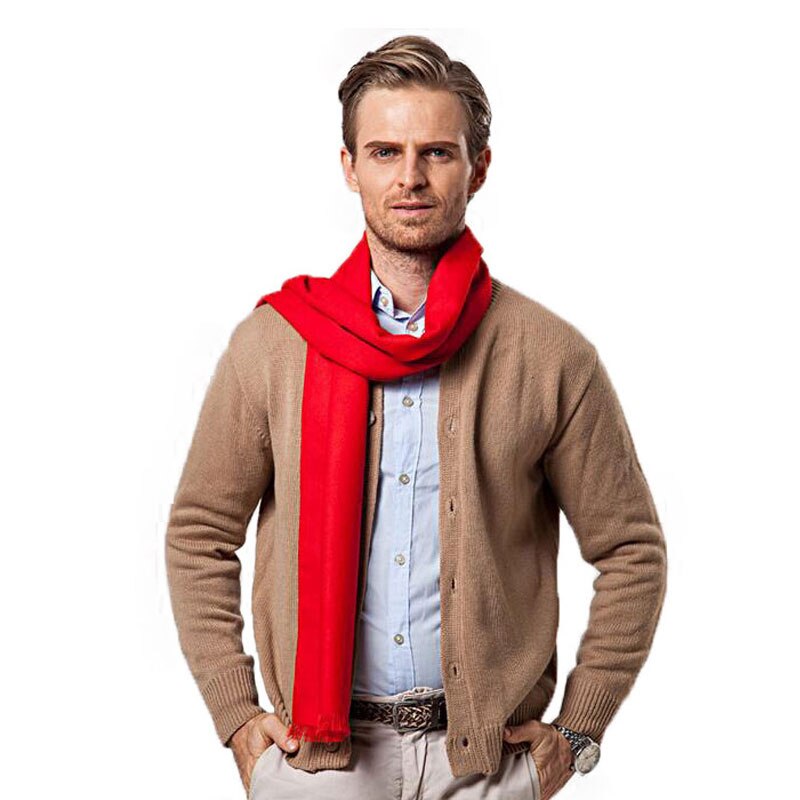 Mode Winter Effen Kleur Mannen Rode Sjaal Luxe Stijl Wol Zachte Kasjmier Sjaals Cachecol Masculino Inverno Shawl