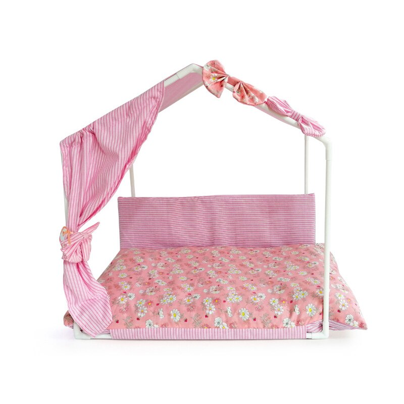 Rusetit ruudullinen kokoonpano koti koiralle pinkki beige kesä viileä lemmikkikoti kennel pehmustematto sänky pienille pieneläintavaralle