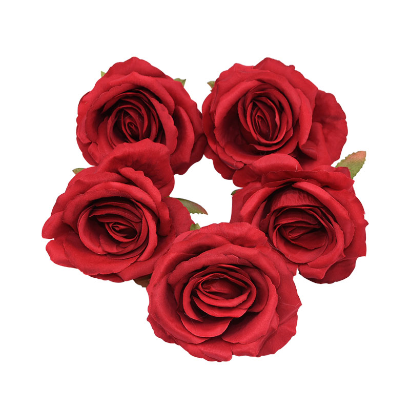 10 stks 10 cm Grote Hoofd Zijde Roos Bloem Decoratieve Bloesem Bruiloft Woondecoratie Accessoires DIY Krans Scrapbooking Ambachten: Oranje