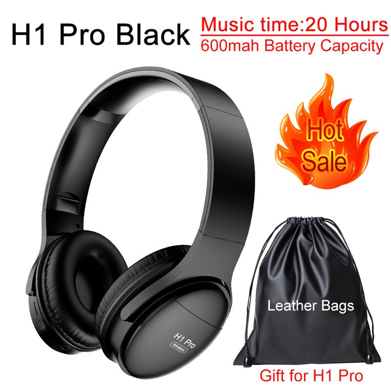 Bluetooth Hoofdtelefoon Draadloze Headset Opvouwbare Over-Ear Ruisonderdrukking Gaming Stereo Hoofdtelefoon Met Mic Voor Telefoon Pc Mp3 Muziek: H1 Pro Black