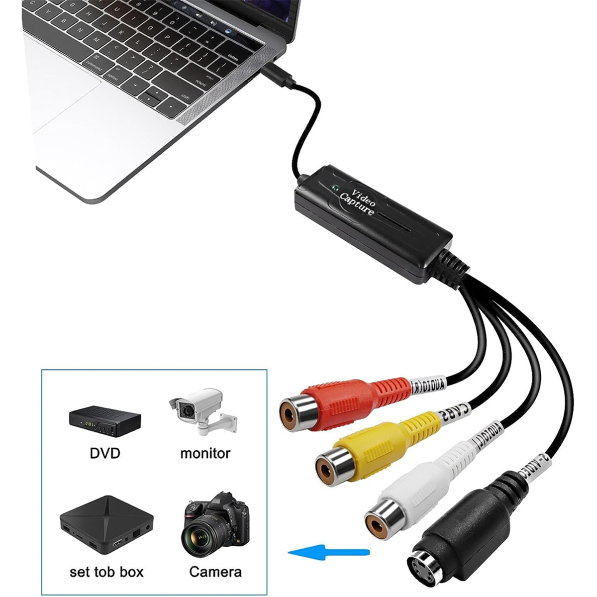 Rca av zu usb c konverter video aufnahme karten adapter 1 kanal av ntsc pal video s video/composite zu usb konverter