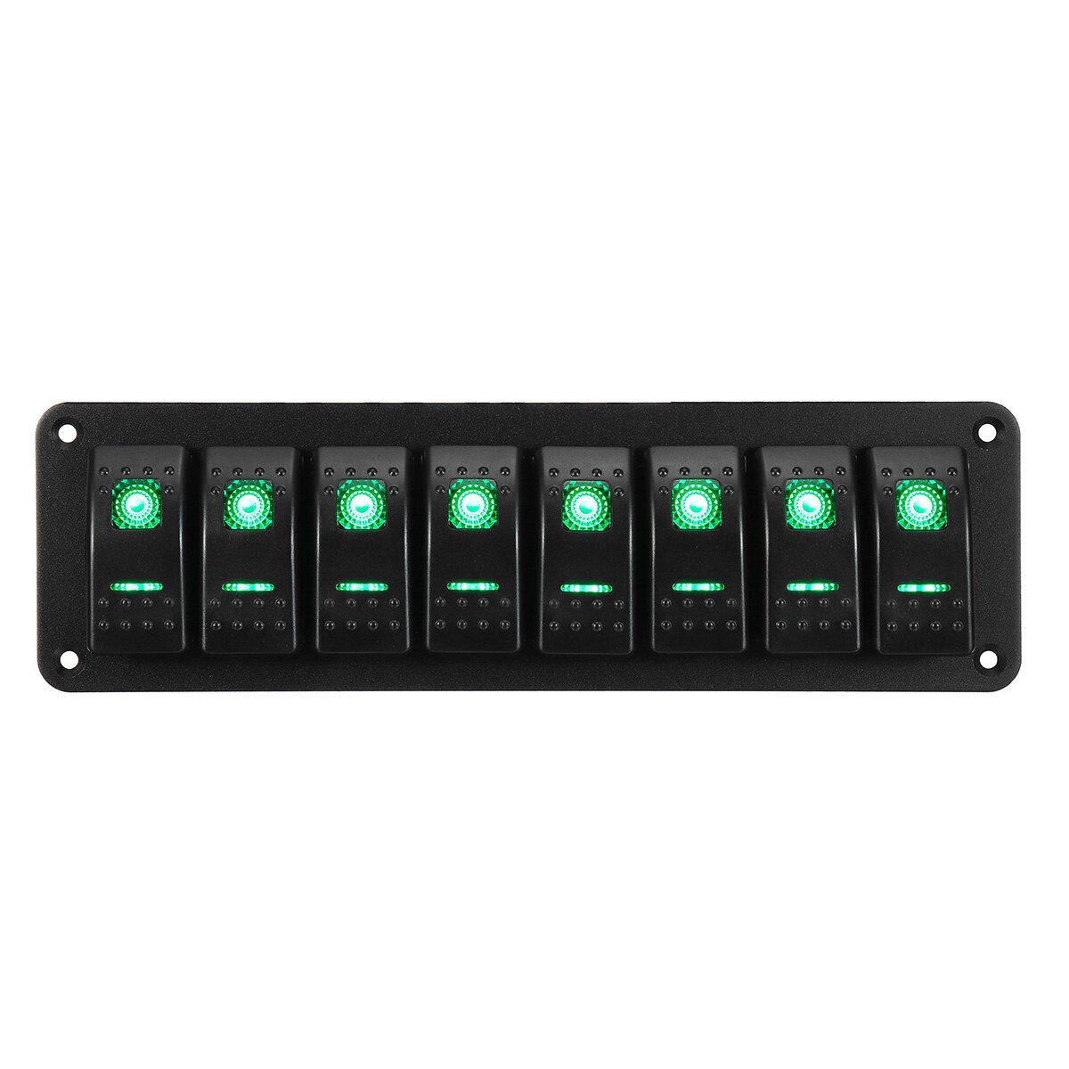 Waterproof 8 Gang Rocker Switch Panel Kit 12V 24V Circuit Breaker Green/Blue/Red/Orange LED Marine Boat Rocker Switch Panel: Green