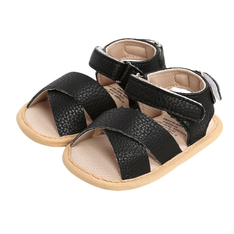 Sandales d'été en cuir souple pour bébés garçons et filles, chaussures d'extérieur antidérapantes, couleur unie: A / 11