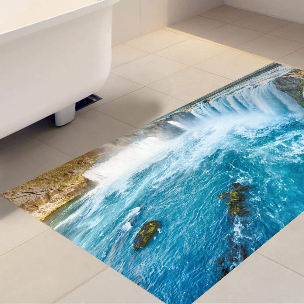 Wodospad naklejki podłogowe 3D wymienny wodoodporne antypoślizgowe fresk naklejka naklejki ścienne łazienka salon sypialnia wystrój domu 60x120 cm
