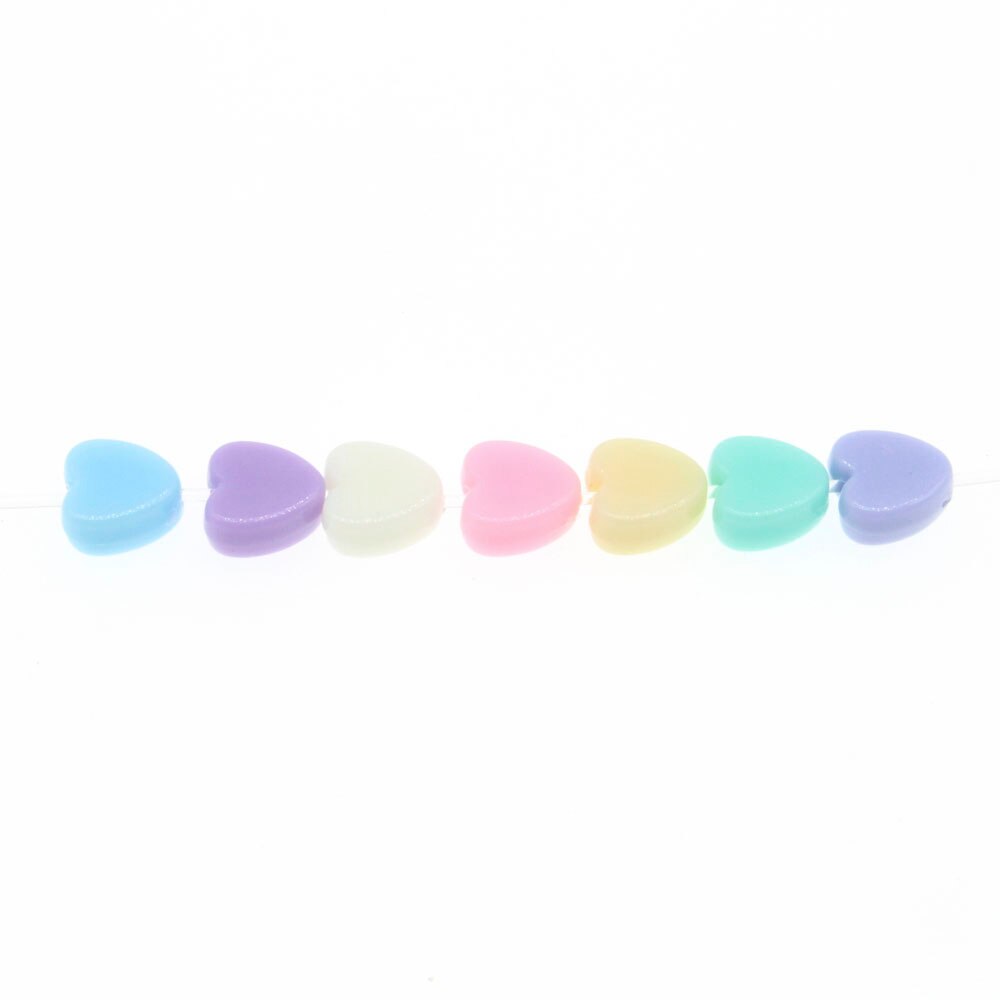 300pcs Acrylic Charm Beads Heart Mixed For DIY Jewelry Making 8mm