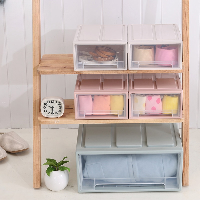 Große Kapazität Schublade Kleidung Lagerung Kasten Kunststoff Stapelbar Organizer transparent Schrank Decke Boxen Schrank Schrank Organizer