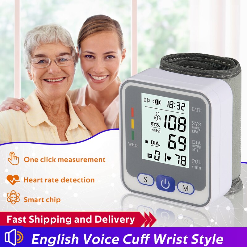 Monitor inteligente de presión arterial, esfigmomanómetro de muñeca, Monitor de presión arterial, pulsómetro, tonómetro portátil tensiometros digitales de brazo medidor de presión arterial baumanometro digital esfigmom
