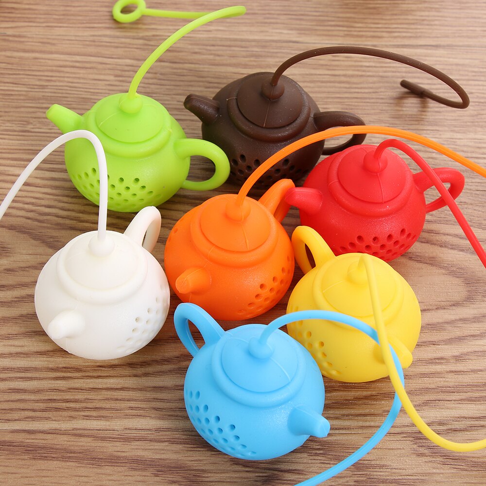 1Pcs Teapot-Shape Infuser Strainer Silicone Tea Bag Leaf Filter Diffuser Kitchen Gadget Teaware Teapot Gadget