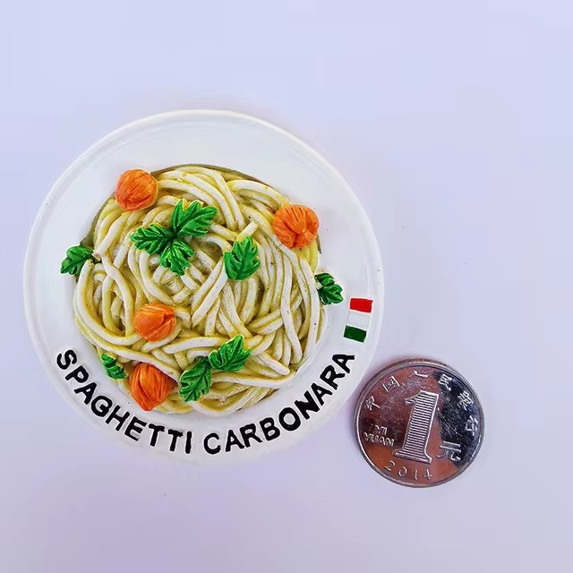 Gesimuleerde voedselkoelkastmagneten Hars geschilderde magneet Noedels Ribben Pot Leuke magneten voor koelkast Retro magnetisch handwerk: Black