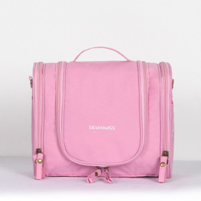 Travel Waterproof Cosmetic Bag Travel Organizer Folding Toiletries Bag Large Capacity Multifunction Hanging Hook Travel Bags: Pink