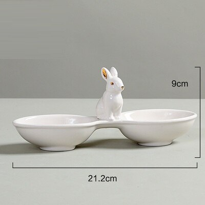 Creatieve Keramische konijnen taart plaat Desktop Lade Schotel Porselein Snack Plaat thuis decoraties voor Servies liefhebbers: C