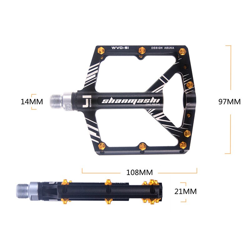 Shanmashi Bicycle Pedal Mountain Bike Pedals Alu Mtb Bearings Bike Footrest Big Flat Treat Ultralight Cycling Pedals
