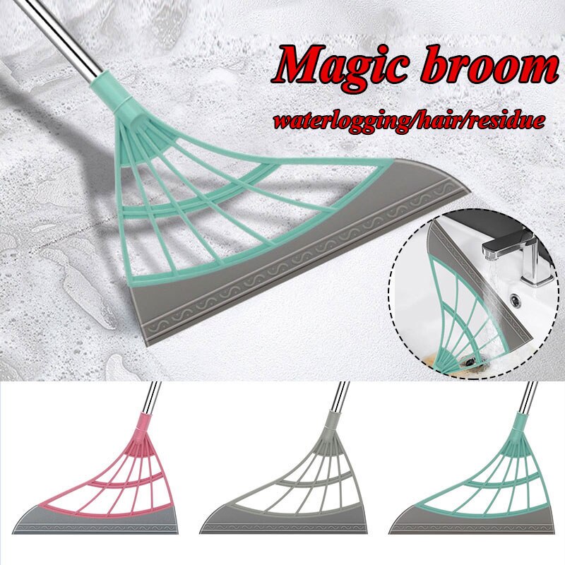 Rubber Broom Hand Push Broom Floor and Window Wiper Scraper Detachable Magic Broom Mop Floor Dirt Hair Remover Accessories