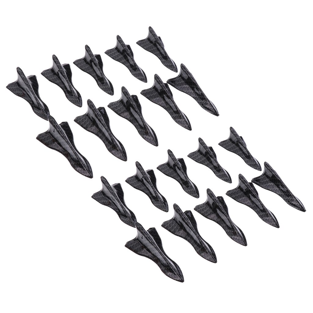 Air Vortex Generator Diffuser Shark Fin 20pcs Set Kit Spoiler Roof Wing Carbon Fiber Pattern (Carbon)