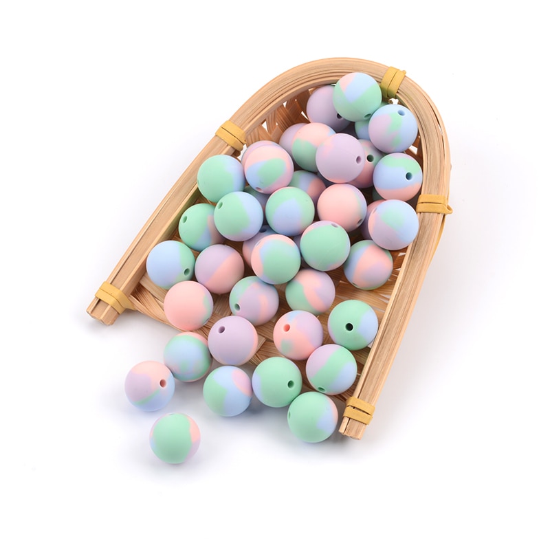 100 stücke Silikon Perlen BPA FREI binden Farbstoff Bunte Hexagon 14mm & 17mm Baby Zahnen Perlen Runde geformt Spielzeug Lebensmittel Klasse DIY