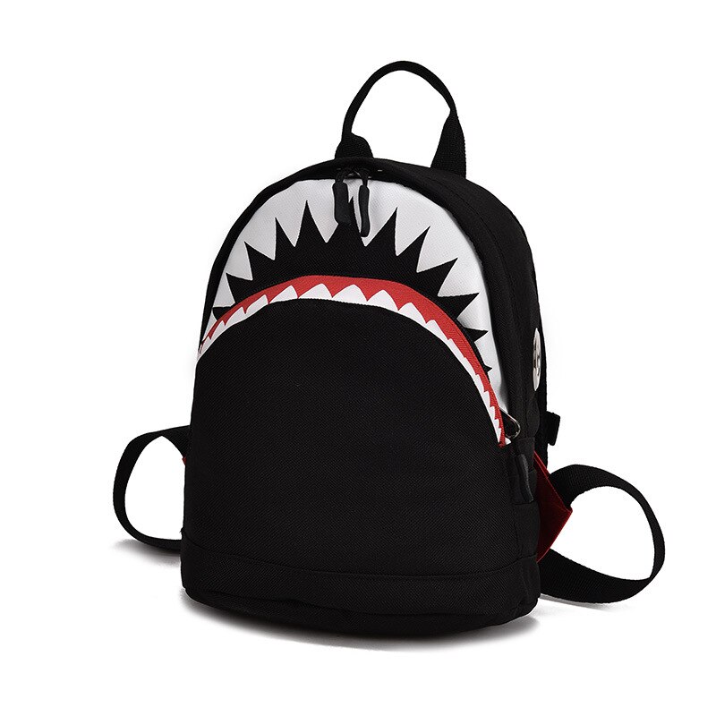 Kids 3D Model Shark Schooltassen Baby mochilas Kind Schooltas voor de Kleuterschool Jongens en Meisjes Rugzak Kind Canvas rugzak: Small-Black