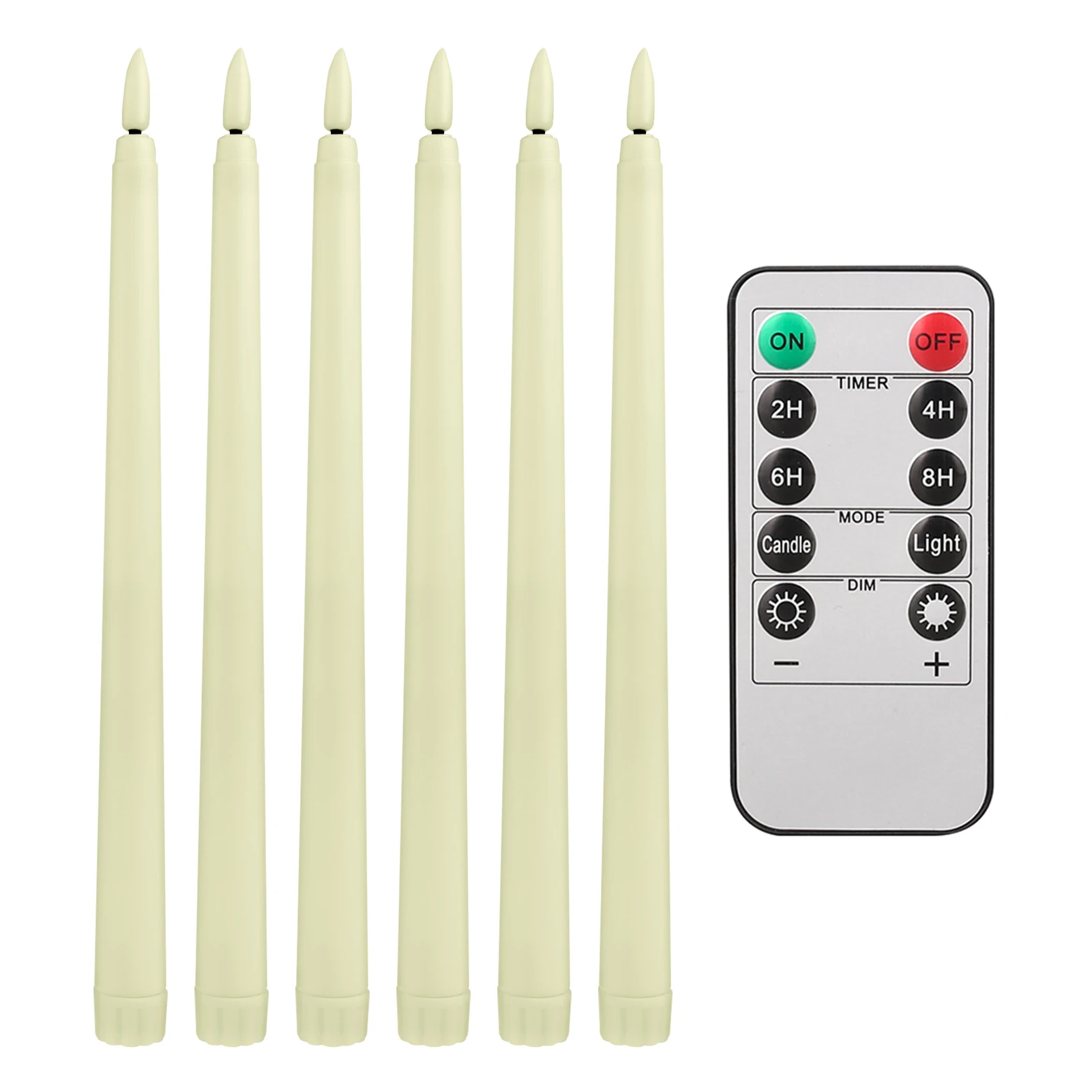 Velas cónicas LED sin llama, 12/24 Uds., parpadeantes con control remoto, candelabros de marfil con pilas de 11 ", decoración navideña para el hogar y la boda: Rojo