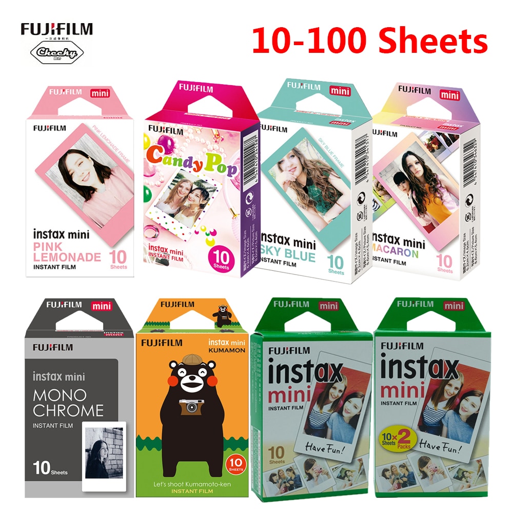 Fujifilm instax mini film fotoram 10-100 ark fotopapper för instax mini 9 mini 8 instant mini 70 90 filmkamera